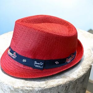St. Louis Cardinals Red Straw Fedora Hat with Navy Band from Shane Co. size 58